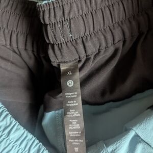 lululemon athletica Black and Light Blue Athletic Shorts